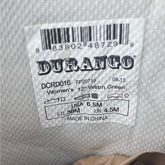 Durango Women’s Turquoise Harness Western Boots 6.5M Floral Embroidered Cowgirl - Picture 8 of 8